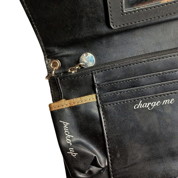 WHITE HOUSE BLACK MARKET Tan Reptile Print Black Patent Leather Tri Fold Wallet - Picture 5 of 7